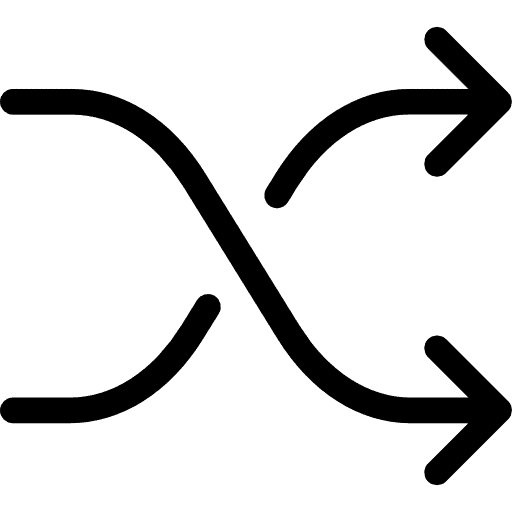 Icon of two curved arrows crossing, both pointing to the right, representing a swap or data exchange. (informative)